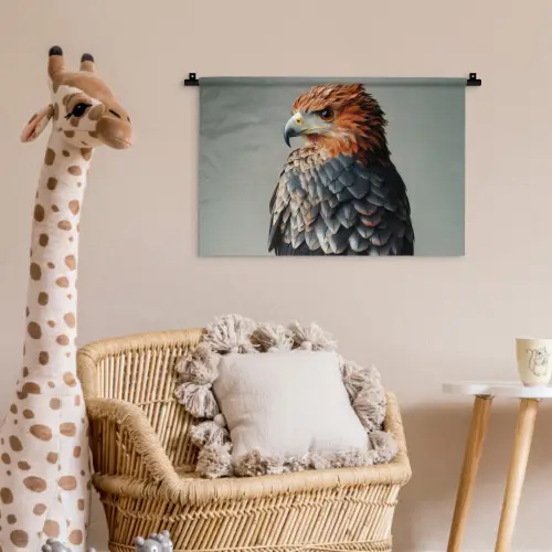 Vogel - Realistisch - Veren - Bruin Wandkleed katoen klein -wsfeer5_kind