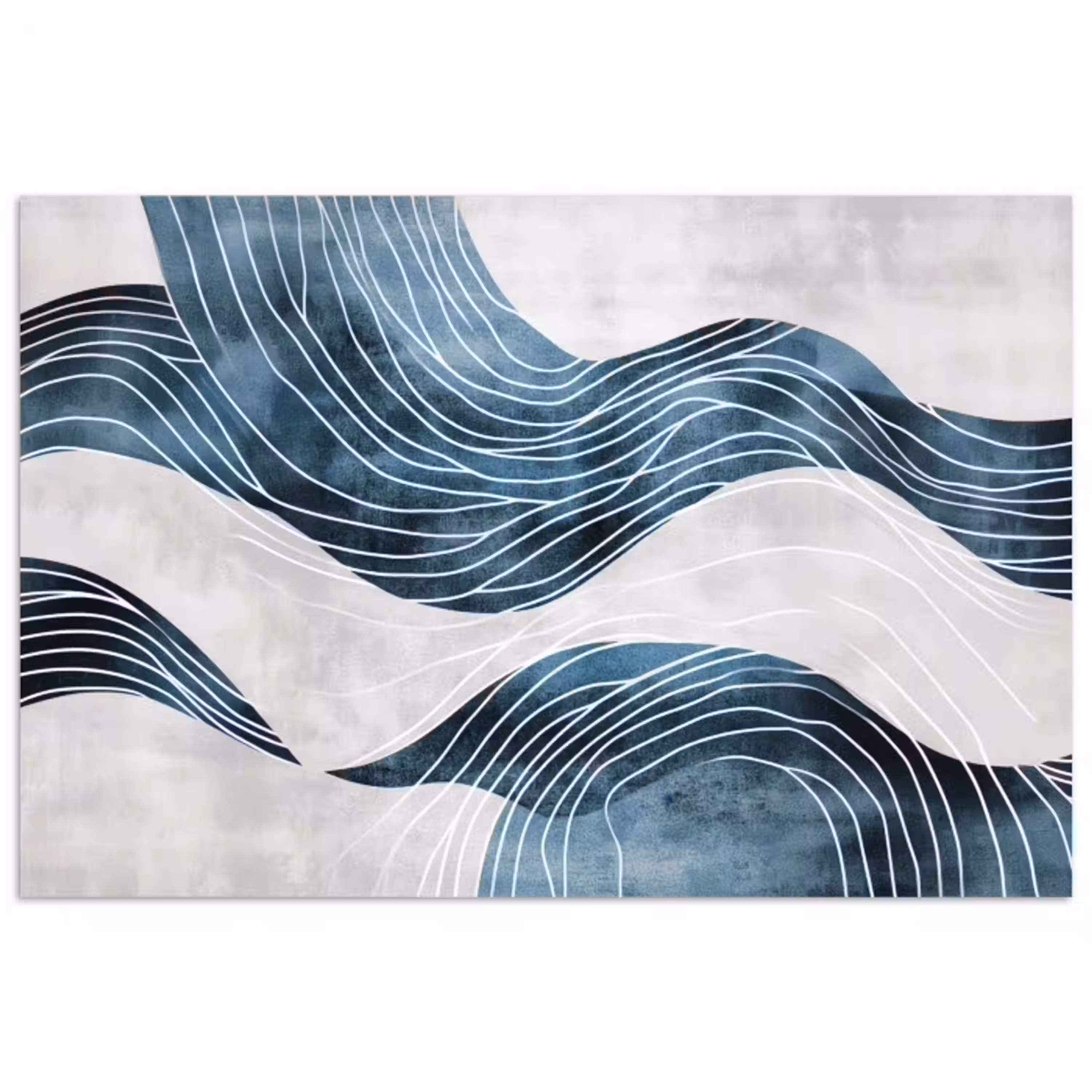 Lijnen - Golven - Abstract - Blauw poster papier klein -3d