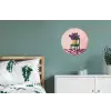 Stoel - Vaas - Bloemen - Geblokt Wandcirkel aluminium klein -slaapkamer