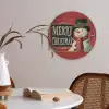 Klassiek - Kerstgroet - Sneeuwpop - Rood Akoestische PET Vilt - Rond klein -sfeer3