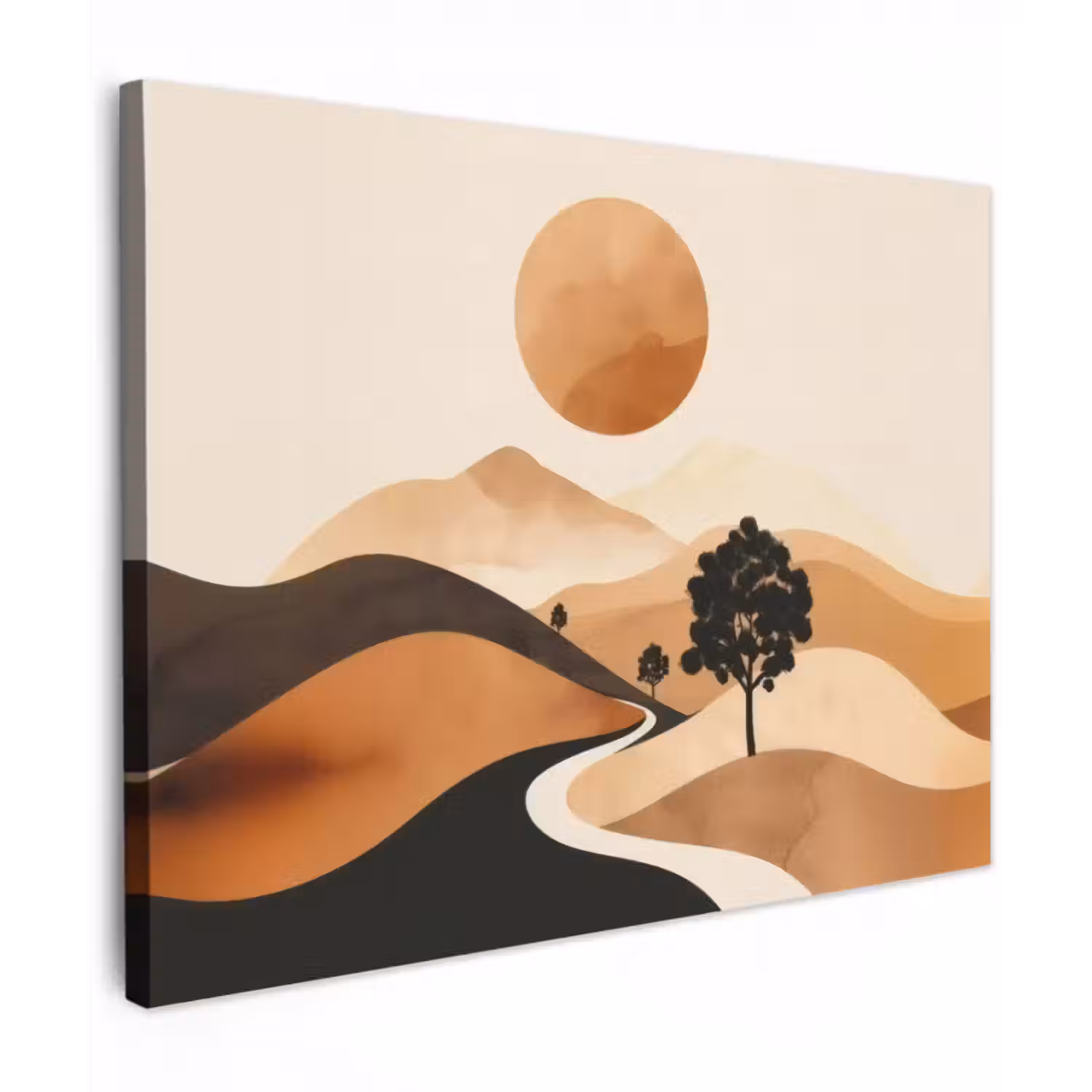 Leinwandbild - Sonne - Hügel - Baum - Abstrakt