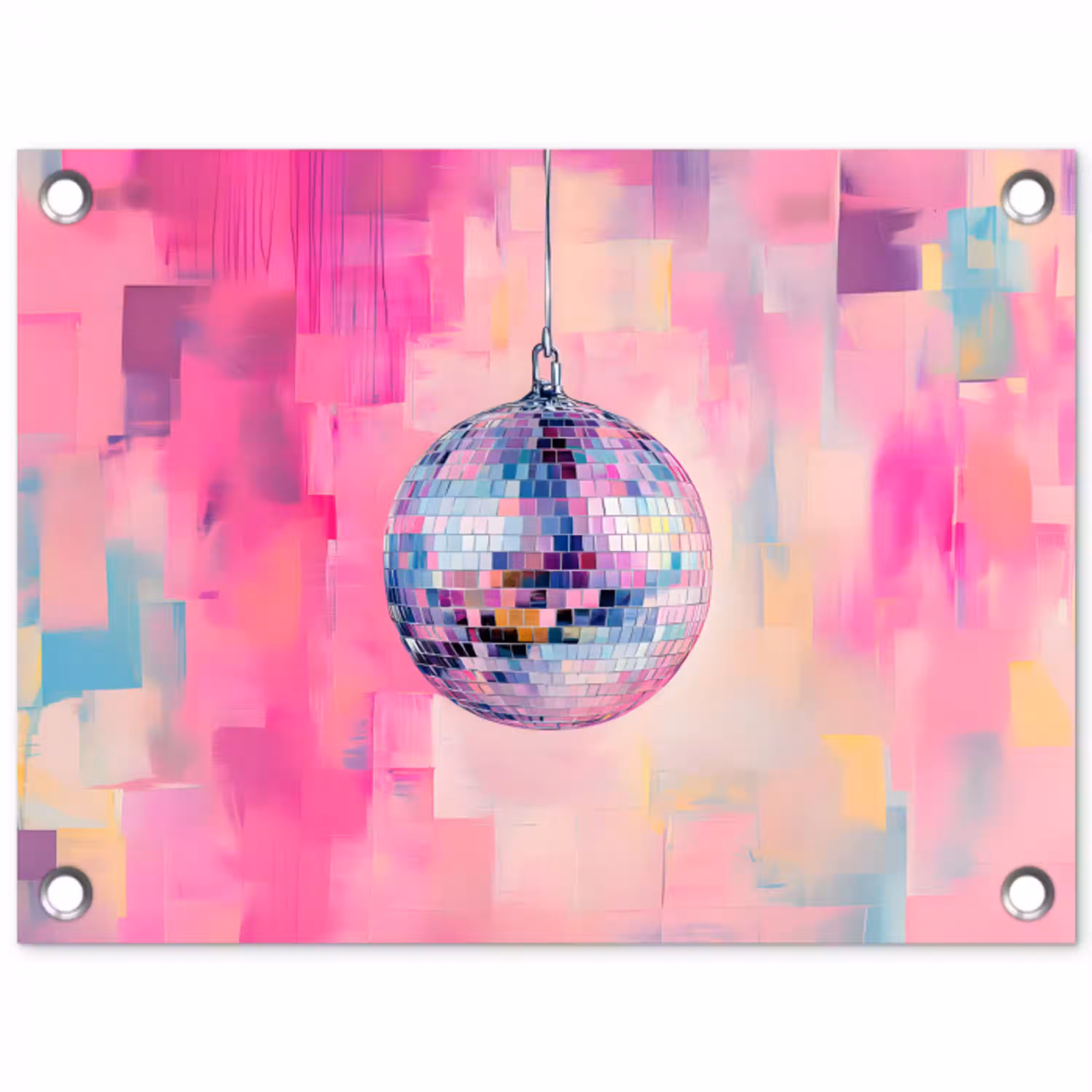 Discobal - Pink - Verf tuinposter los doek klein -3d