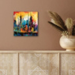 Neon Skyline - Graffiti - Kleurrijk - Gebouwen aluminium wit klein -sfeer4