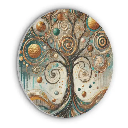 Levensboom - Boom - Abstract - Modern Akoestische PET Vilt - Rond klein -3d