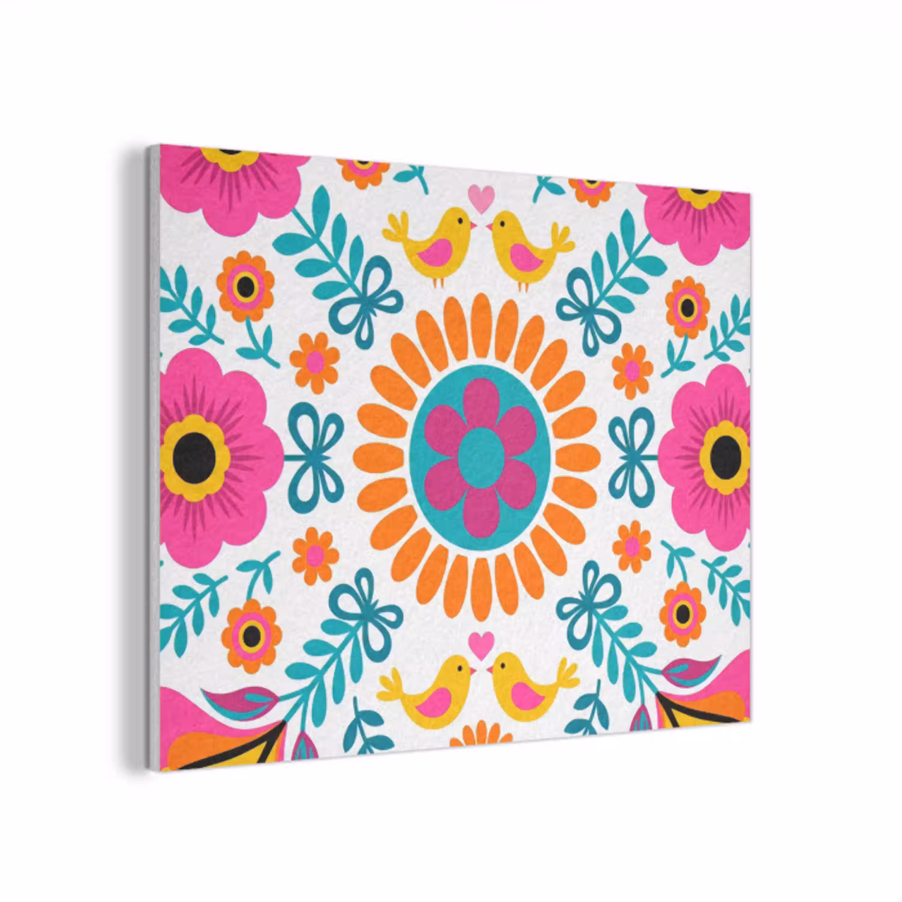 Bloemen - Vogel - Patroon - Kleurrijk - Modern PET vilt klein -3d