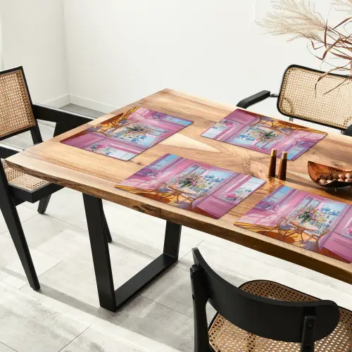Pink - City - Bloemen Placemat vinyl groot -zzsfeer4_Kitchenyeah-website