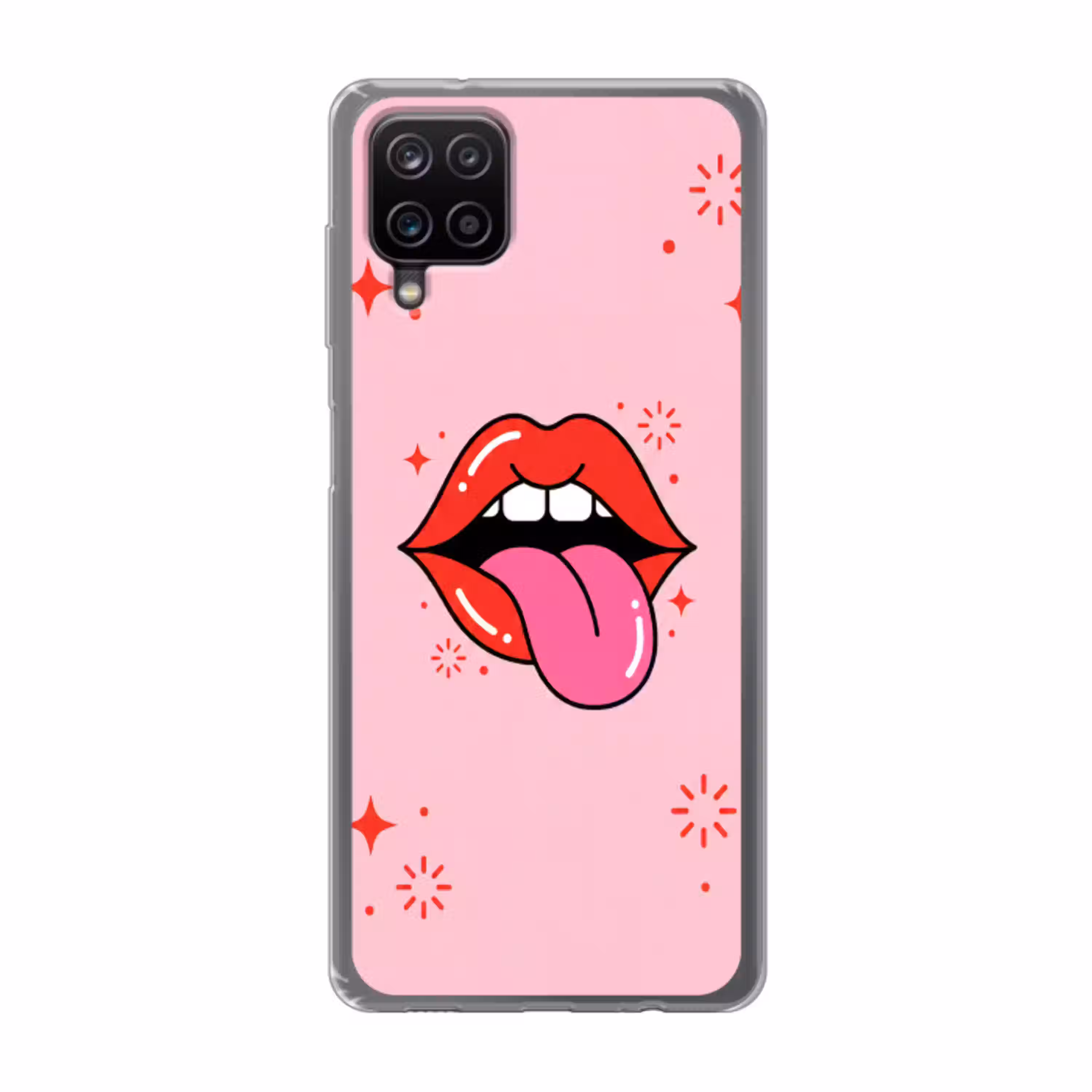 Lippen - Tong - Pop-art - Kleurrijk - Roze Telefoonhoesje Samsung Galaxy A12 klein -3d