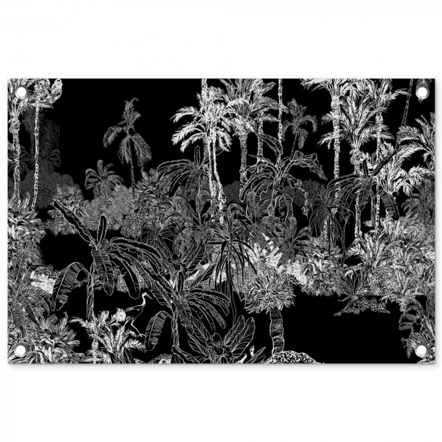 Palm - Jungle - Tropical tuinposter los doek klein -3d