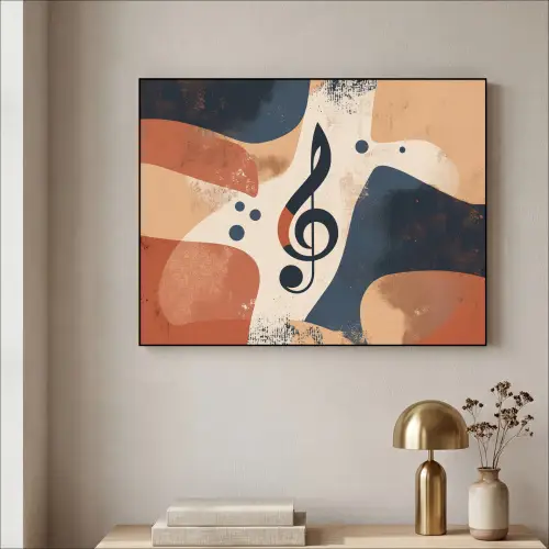 Sleutel - G - Abstract - Beige Textielframe - compleet frame klein -sfeer2
