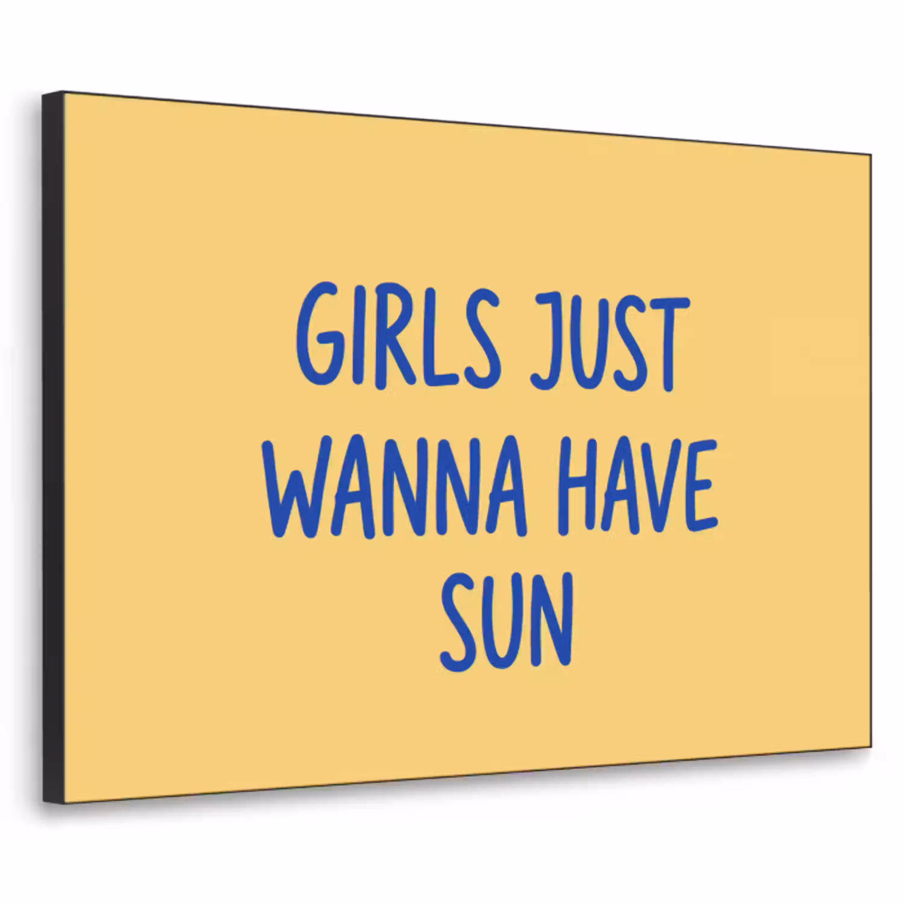 Tekst - Zon - Zomer - Modern - Geel Textielframe zwart klein -3d