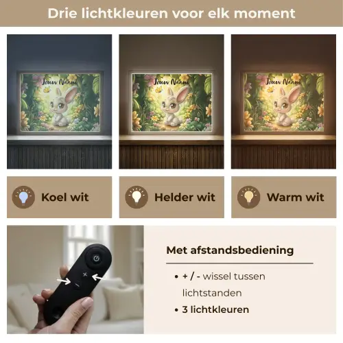 Konijn - Zonlicht - Sprookjesachtig - Vlinder Light Box met batterij (Wandlamp kind) middel -USP_lichtkleurNL