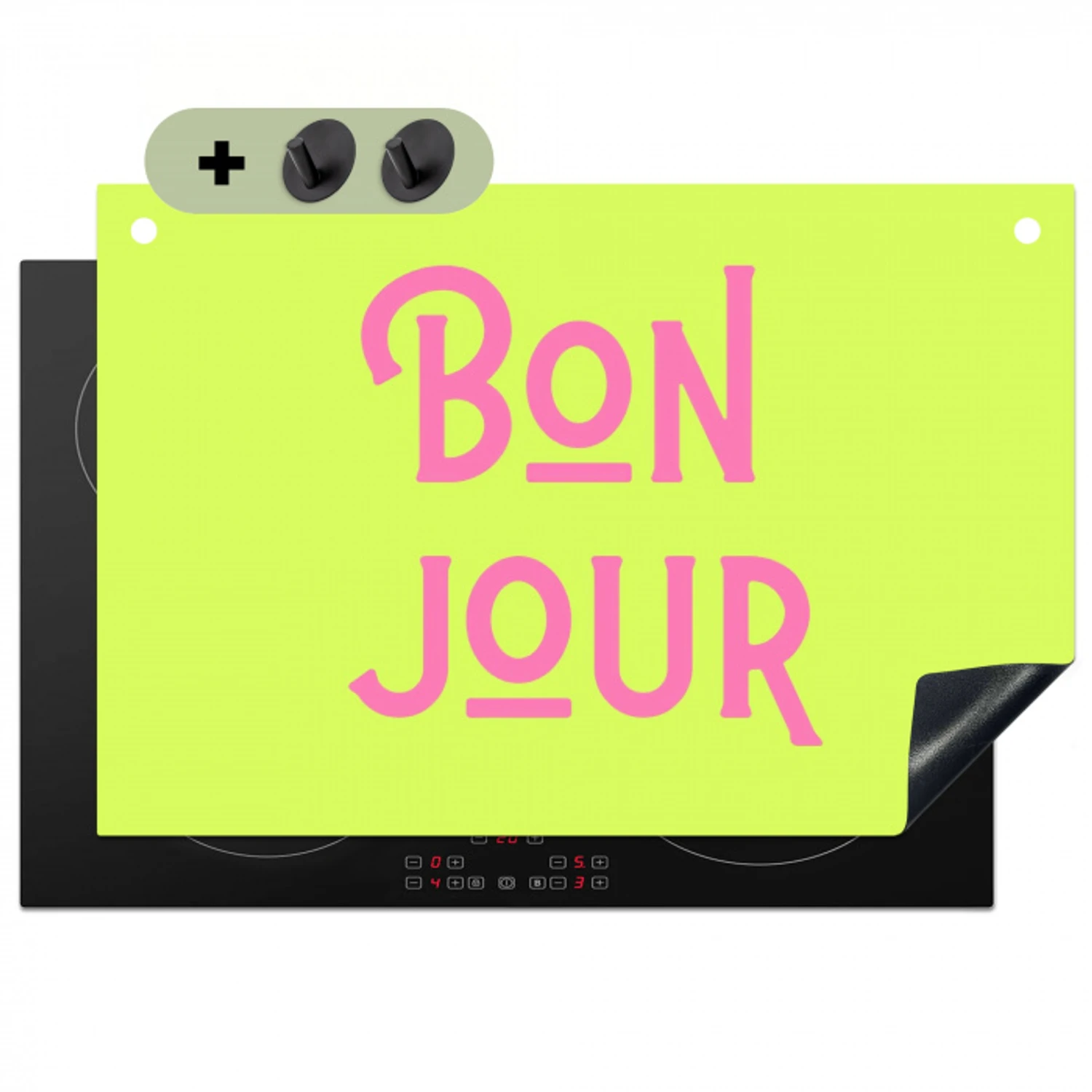 Groen - Roze bonjour - art-deco Inductie beschemer met haakjes klein -3d