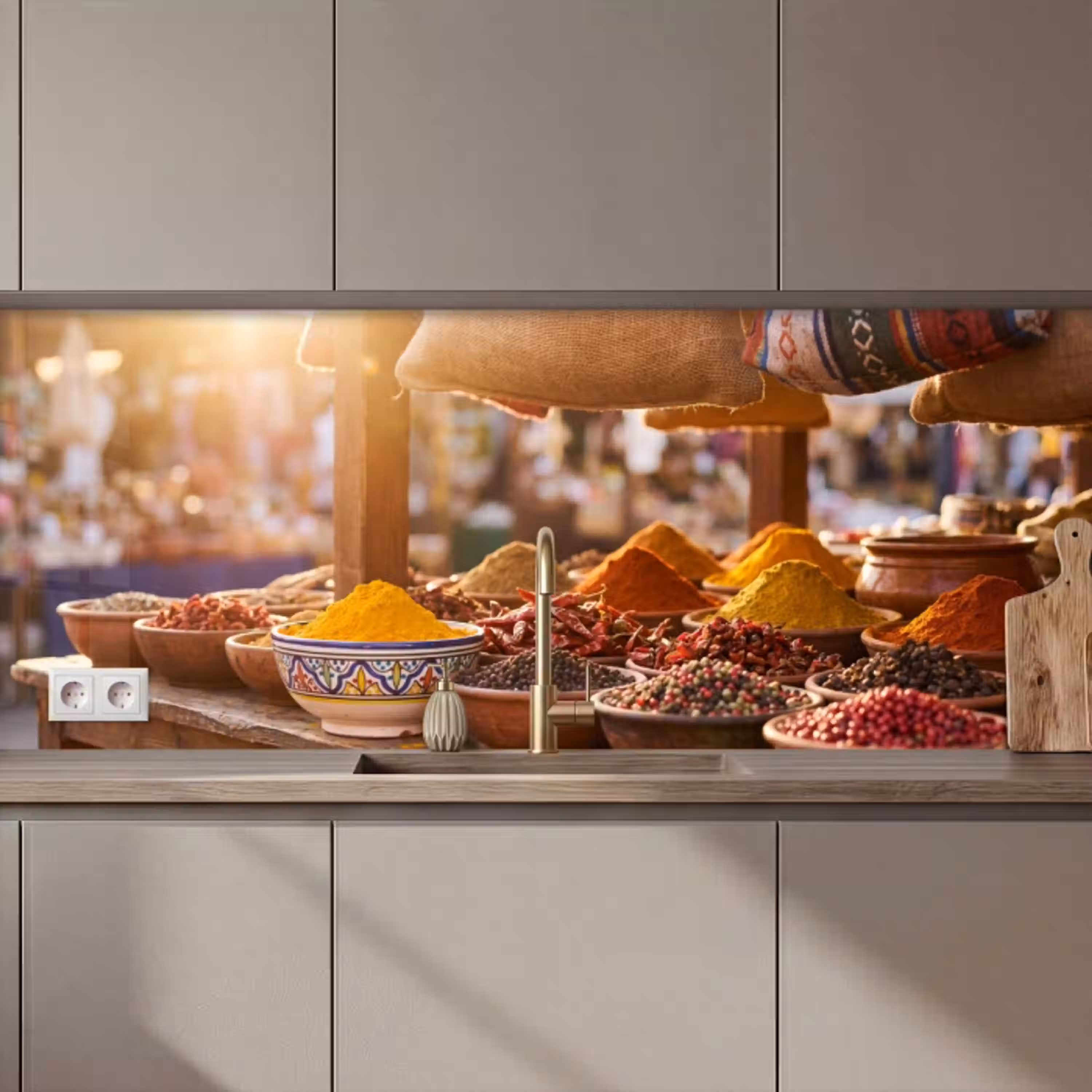 Specerijen - Markt - Kleurrijk keuken achterwand 2 middel zz_3dshopping