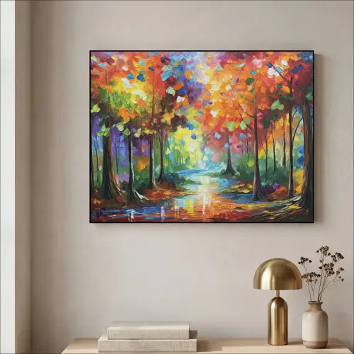 Landschap - Bos - Kleuren - Natuur Textielframe zwart klein -sfeer2