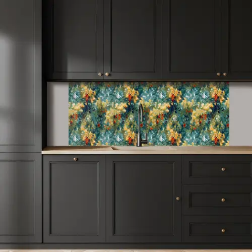 Geel - Bloemen - Groen - Bladeren keuken achterwand 2 middel 871 -sfeer1