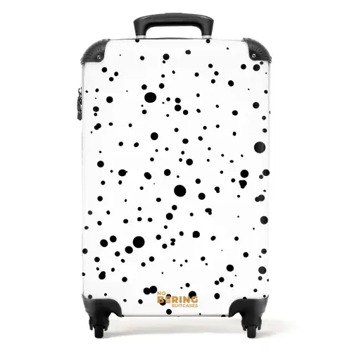 Zwarte stippen in uiteenlopende groottes op een witte achtergrond NBS - Handbagage koffer - Volwassenen Unisex middel -productfoto_recht