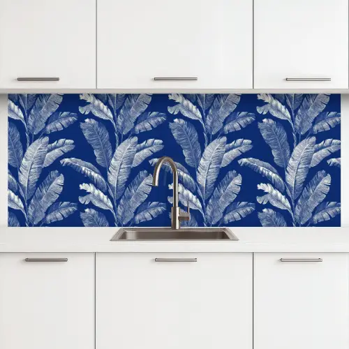 Blad - Palm - Blauw keuken achterwand 2 middel 871 -3d
