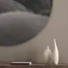 Paarden - Zwart - Wit - Kudde Akoestische PET Vilt - Rond klein -sfeer5_closeup