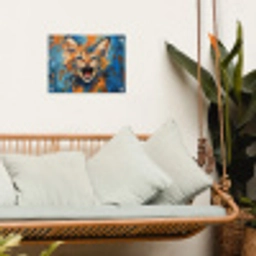 Kat - Kleurrijk - Oranje - Blauw tuinposter los doek klein -sfeer7