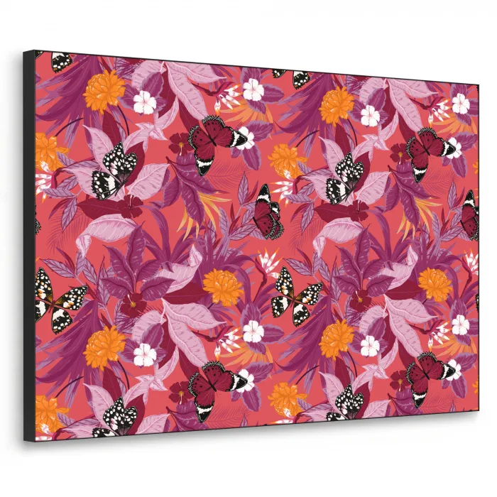 Zomer - Vlinder - Donker - Roze Textielframe - compleet frame klein 947 -3d