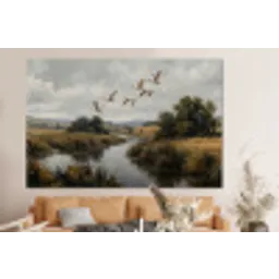 Eenden - Rivier - Landschap - Vlucht - Nostalgisch forex 5mm xxl -bovenbank