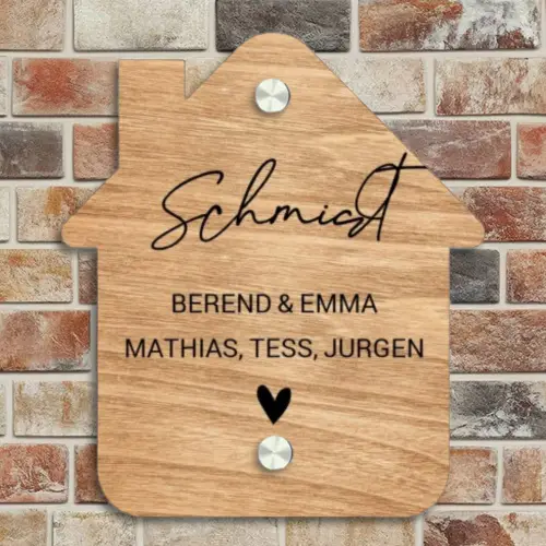 Licht hout - Sierlijk Naambord Huisje klein -sfeer6