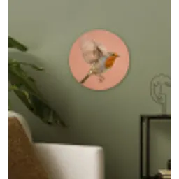 Roodborst - Natuur - Roze Wandcirkel kunststof plaat 5mm dik klein -sfeer3