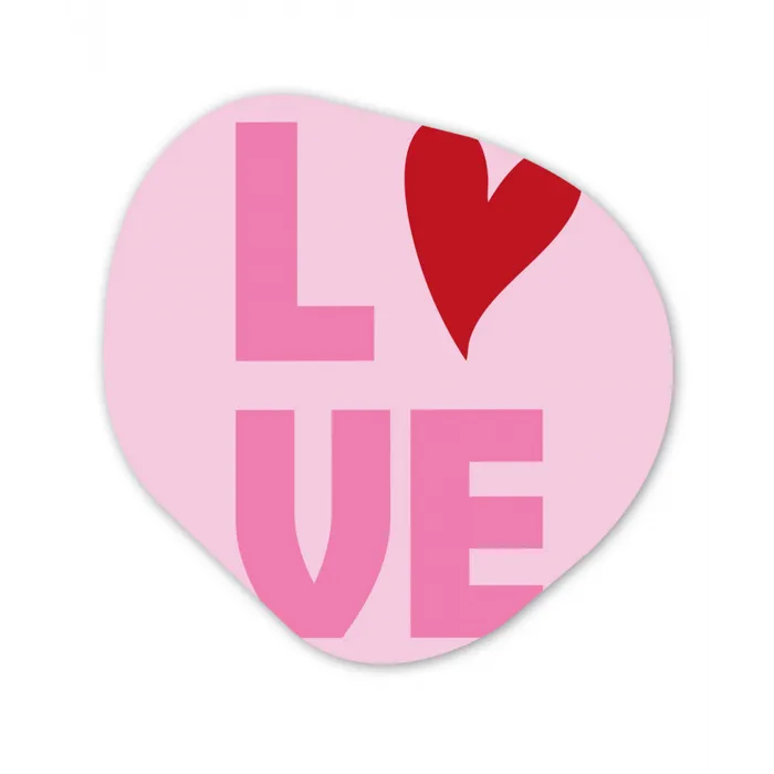 Love - Roze - Hart - Valentijn Wandcirkel Organisch Forex 3mm klein -3d