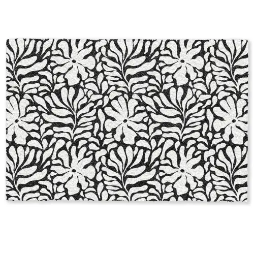 Bloemen - Patroon - Zwart - Wit Deurmat klein 898 -zkaufland3d