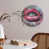 Lippen - Felroze - Graffiti - Verfstrepen Akoestische PET Vilt - Rond klein -sfeer3
