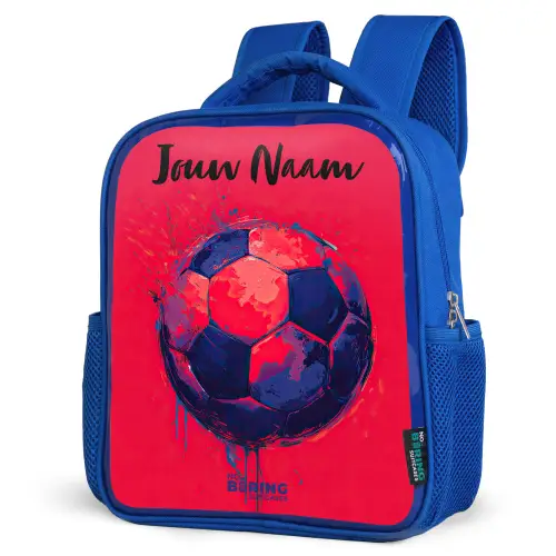 Voetbalvibes - Verf - Blauw - Rood Kinderrugzak - Blauw middel -schuin