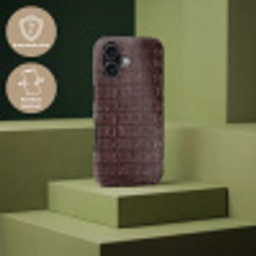 Krokodil - Leer - Bruin Toughcase MagSafe Apple iPhone 17 klein -USP_PrintM_NL