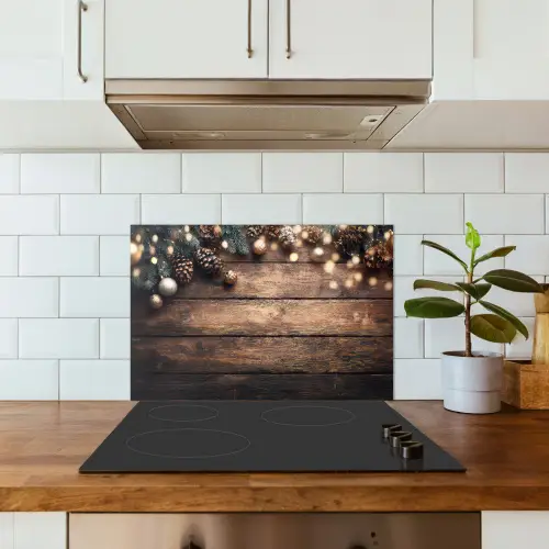 Kerstdecoratie - Houten - Dennenappel - Bruin keuken achterwand spatscherm klein -sfeer2
