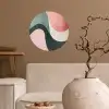 Abstract - Golven - Sierlijk - Roze Wandcirkel behangsticker klein -sfeer1