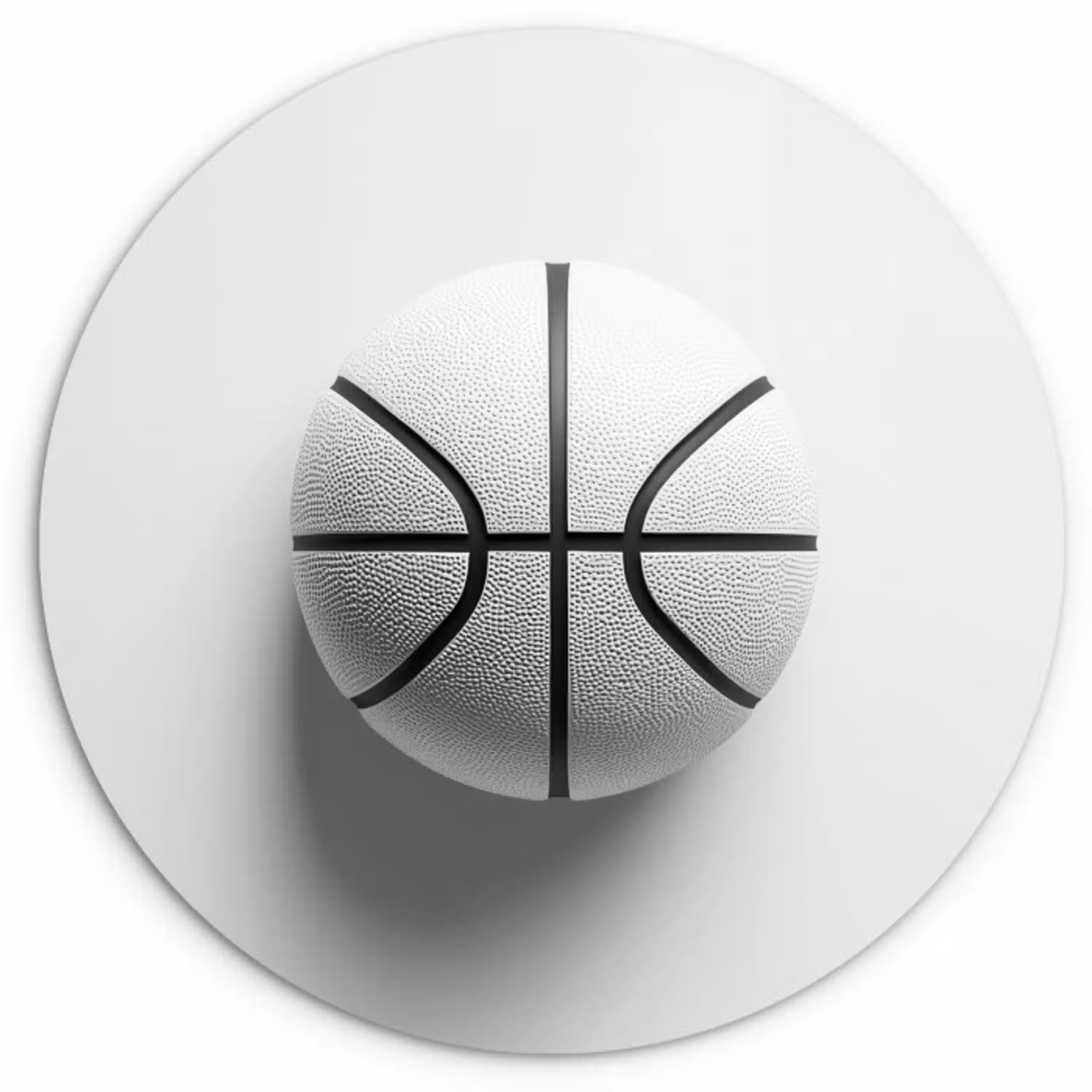Basketbal - Wit - Schaduw - Lijnen Wandcirkel plexiglas klein -3d