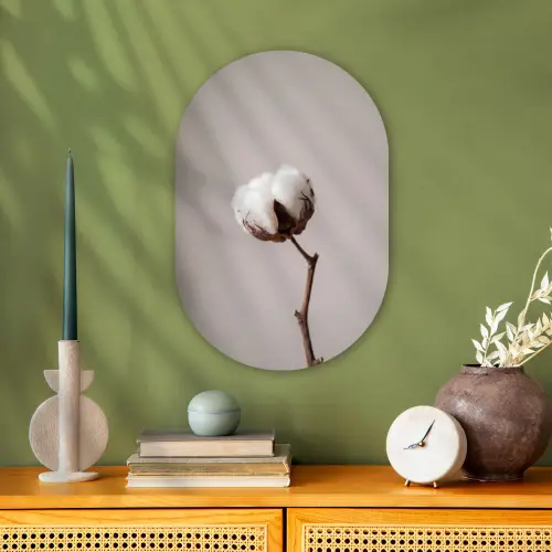 Katoenbol - Minimalistisch - Wit Wandcirkel Ovaal Forex klein -sfeer2