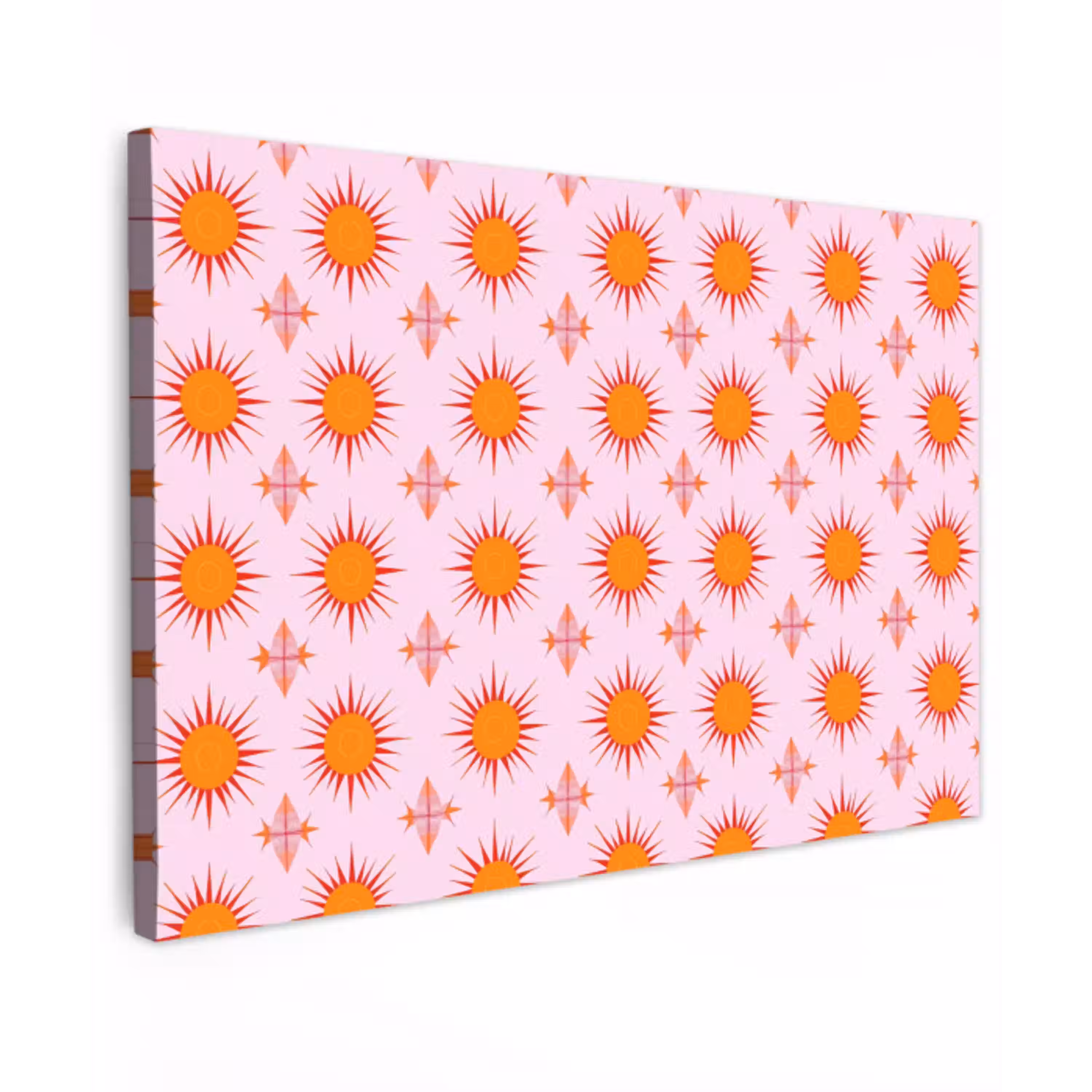 Zon - Patroon - Roze Tuinposter op houten frame 2 cm dik klein 845 -3d