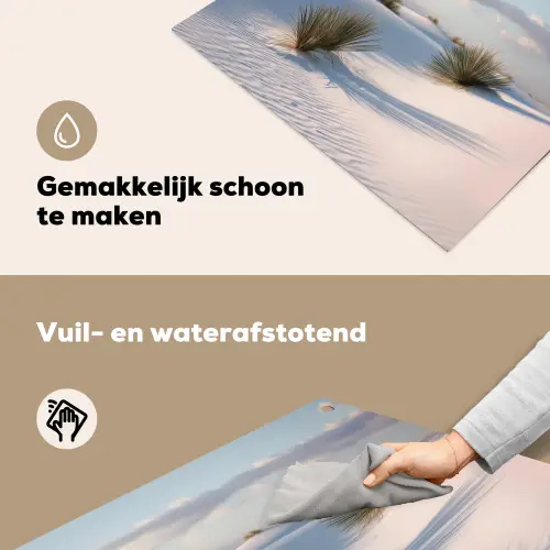 Duinen - Gras - Wolken - Beige Inductie beschemer met haakjes middel -ky-schoon-nl