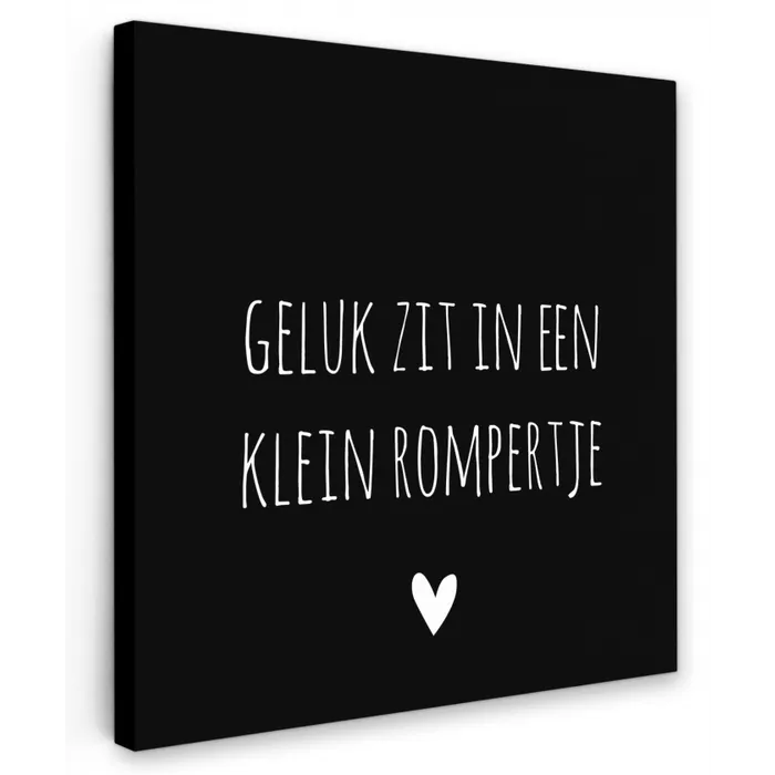 Spreuken - Quotes - Geluk zit in een klein rompertje Tuinposter op houten frame 2 cm dik klein -3d