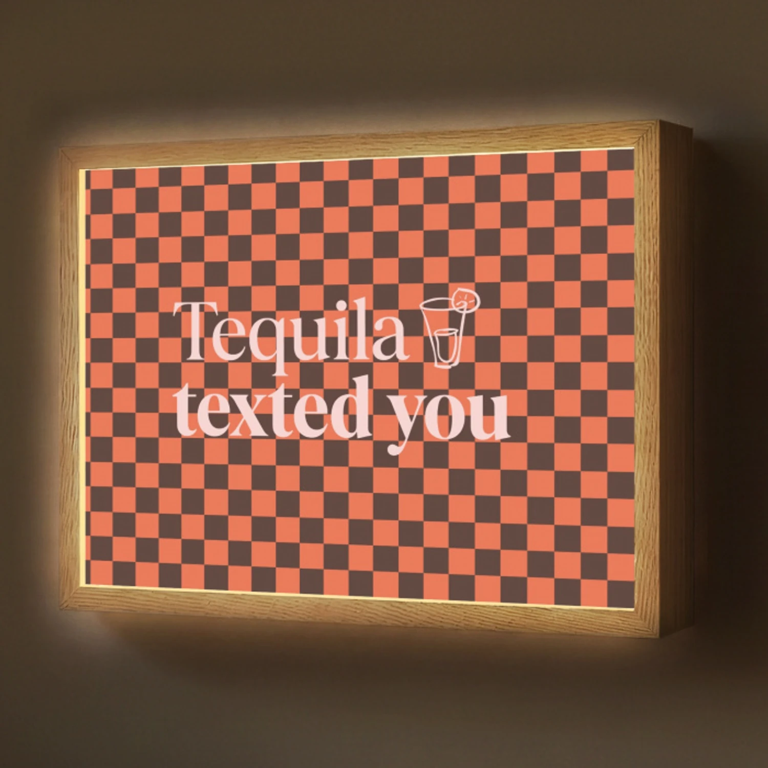 Tequila texted you - Glas - Vierkanten - Oranje Light Box met batterij (Wandlamp) middel -z3d_website