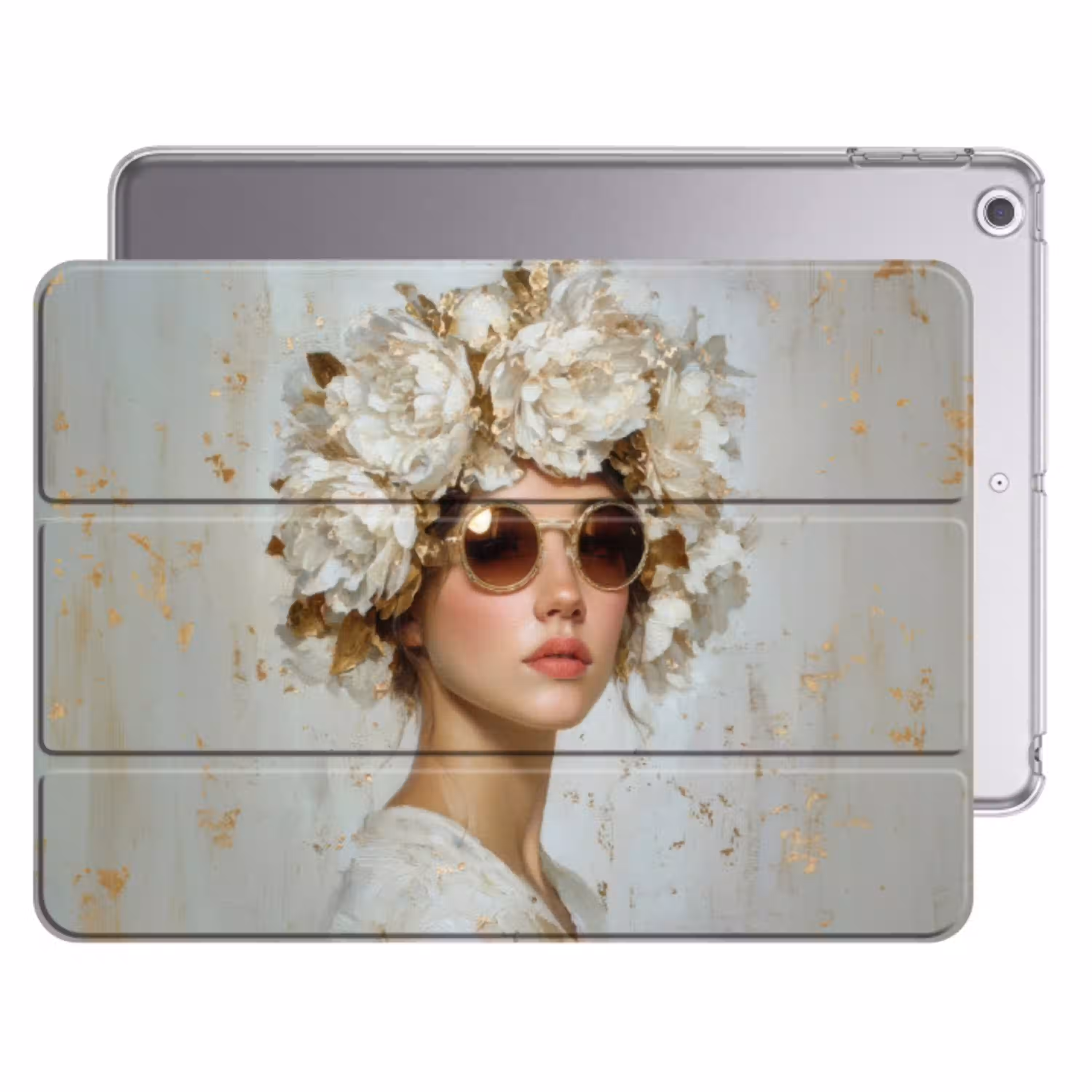 Schilderij - Vrouw - Zonnebril - Bloemenkrans Apple iPad 2017 middel -threedimensional_3d_global