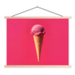 Schepijs - Roze - Hoorntje textielposter latten blank klein -3d