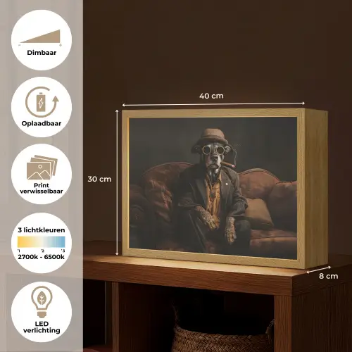 Hond - Sigaar - Hoed - Pak Light Box met batterij (Wandlamp) middel -USP_websiteoverzichtNL
