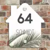 Wit met palmblad - Modern Naambord Huisje klein -sfeer6