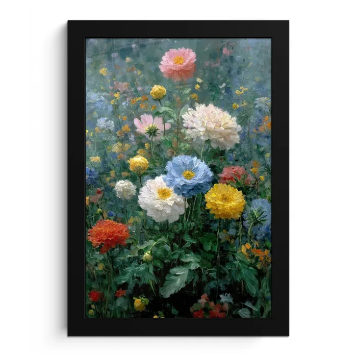 Close-up - Veld - Bloemen - Kleurrijk fotolijst zwart zonder passe partout klein -3d