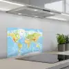 Wereldkaart - Staatkundig - Blauw - Aarde - Educatief keuken achterwand spatscherm klein -3d_schuin