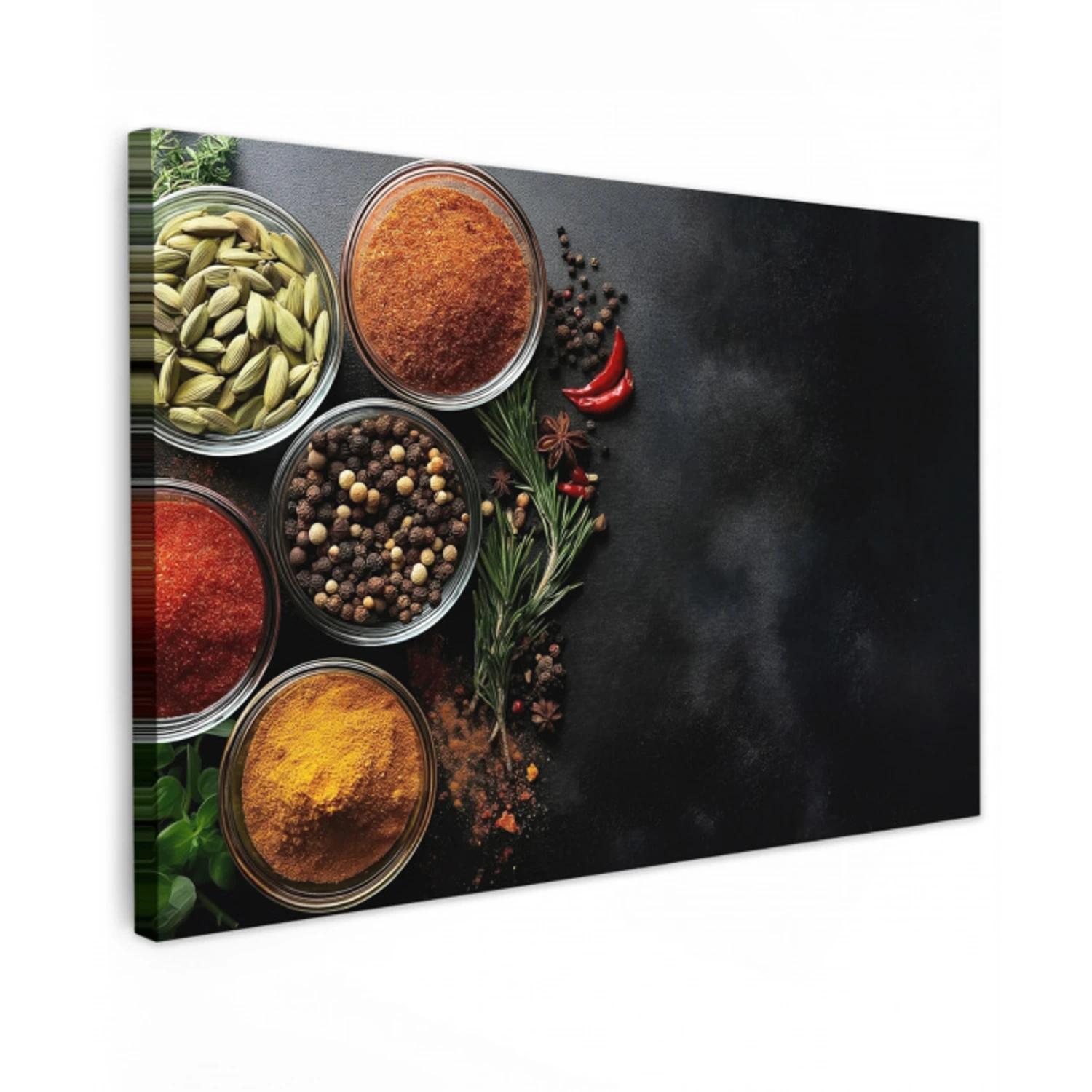 Glazen - Bakjes - Blaadjes - Kruiden Tuinposter op houten frame 2 cm dik klein -3d