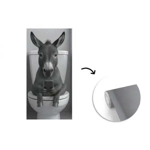 Ezel - Telefoon - Toilet - Zwart - Wit fotobehang vinyl groot -3d