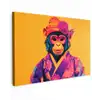 Aap - Kimono - Bloemen - Hoofdtooi Tuinposter op houten frame 2 cm dik klein -3d