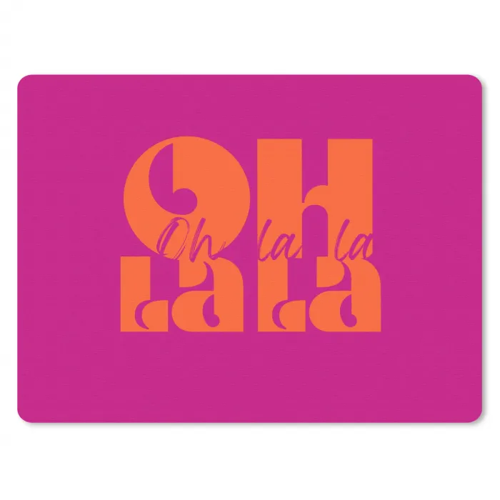 Oh la la - Roze - Oranje - Gestapelde letters muismat rubber klein -3d
